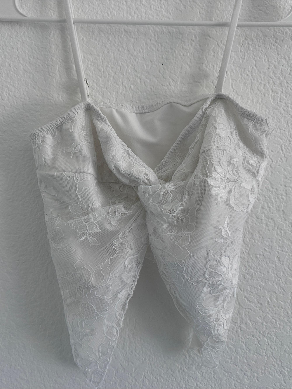 SHEIN White Satin-Look Crop Top - Lace - Size Medium